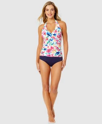 Anne Cole Womens Watercolor Paisley Marilyn Halter Tankini Top High Waist Bikini Bottoms