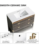 36" Bathroom Vanity with Motion Sensor Light, Wood Bathroom Vanity