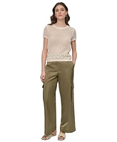Dkny Jeans Women's Mixed-Stitch Short-Sleeve Sweater - G0H