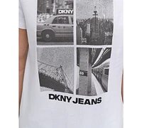 Dkny Jeans Women's Embellished Graphic Print Crewneck T-Shirt - WHB