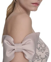 Eliza J Women's Bow-Trim Off-The-Shoulder Sequin Gown