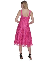 Eliza J 3D-Floral Fit & Flare Midi Dress