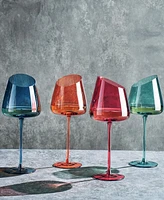 The Wine Savant Khen Slanted Stemmed Wine Glasses, Set of 4