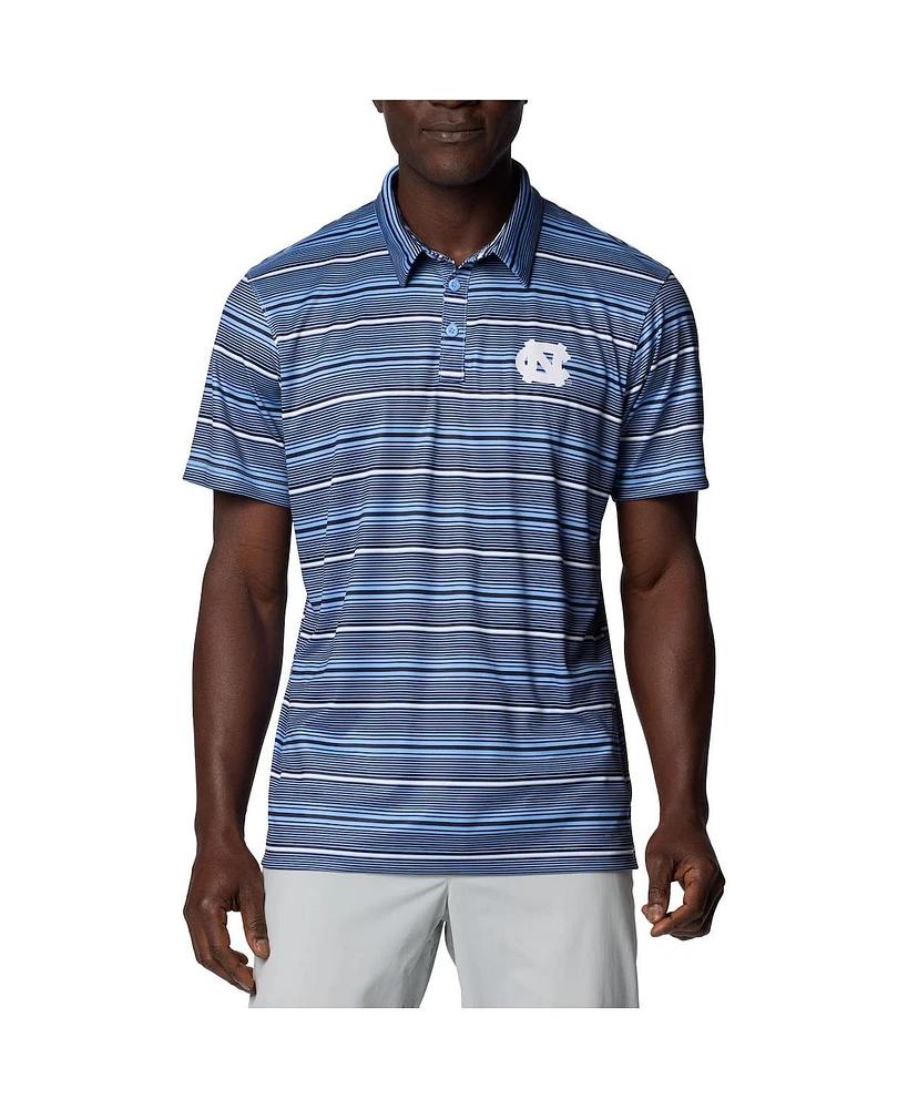 Columbia Men's Carolina Blue North Tar Heels Pfg Super Terminal Tackle Omni-Shade Stripe Polo Shirt