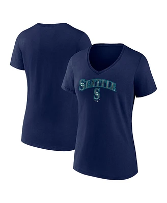 Fanatics Women's Navy Seattle Mariners Shine Bright V-Neck T-Shirt