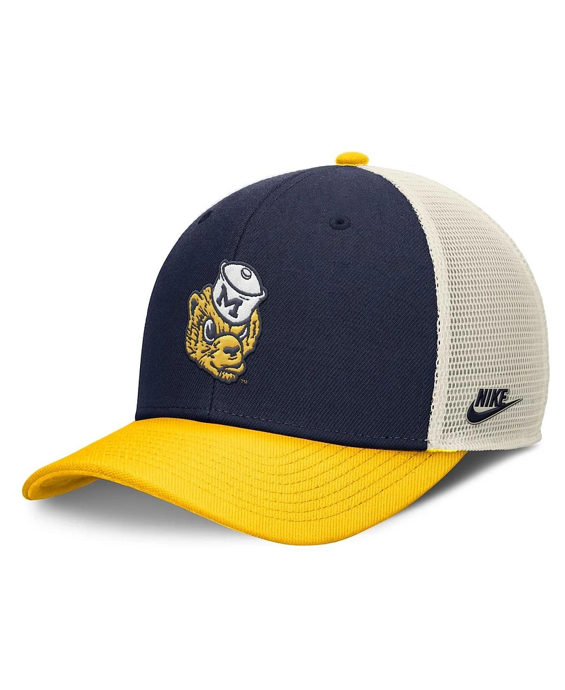 Nike Men's Navy/Maize Michigan Wolverines Performance Rise Adjustable Trucker Hat
