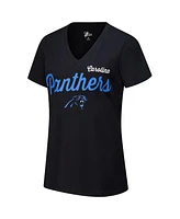 G-iii 4Her by Carl Banks Women's Black Carolina Panthers Post Season V-Neck T-Shirt