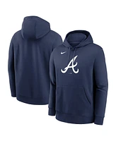 Nike Men's Navy Atlanta Braves Logo Club Fleece Pullover Hoodie