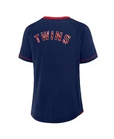 Fanatics Women's Navy Minnesota Twins League Diva Star Raglan V-Neck T-Shirt
