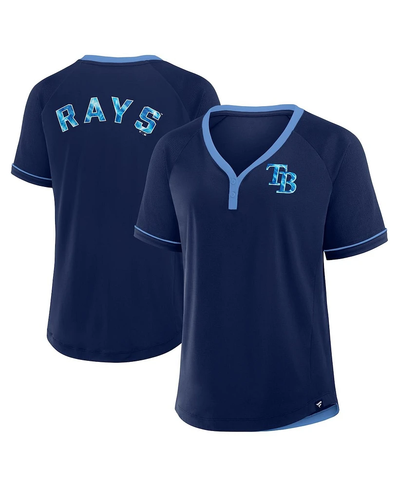 Fanatics Women's Navy Tampa Bay Rays League Diva Star Raglan V-Neck T-Shirt