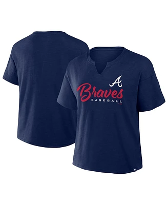 Fanatics Women's Navy Atlanta Braves Fan Fave Stadium Slub T-Shirt