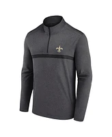 Fanatics Men's Heather Charcoal New Orleans Saints Head-to-Head Quarter-Zip Top