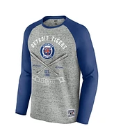 Fanatics Men's Heather Gray Detroit Tigers Raw Edge Raglan Long Sleeve Baseball T-Shirt