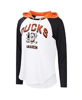 G-iii 4Her by Carl Banks Women's White Anaheim Ducks Vip Raglan Long Sleeve Hoodie T-Shirt
