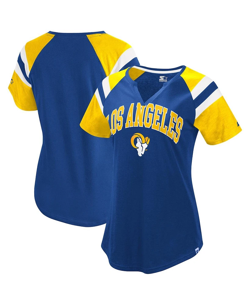 Starter Women's Royal Los Angeles Rams Game On Notch Neck Raglan T-Shirt