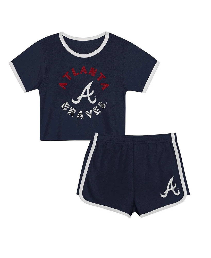 Outerstuff Toddler 2-Piece Navy Atlanta Braves Double Run T-Shirt & Shorts Set