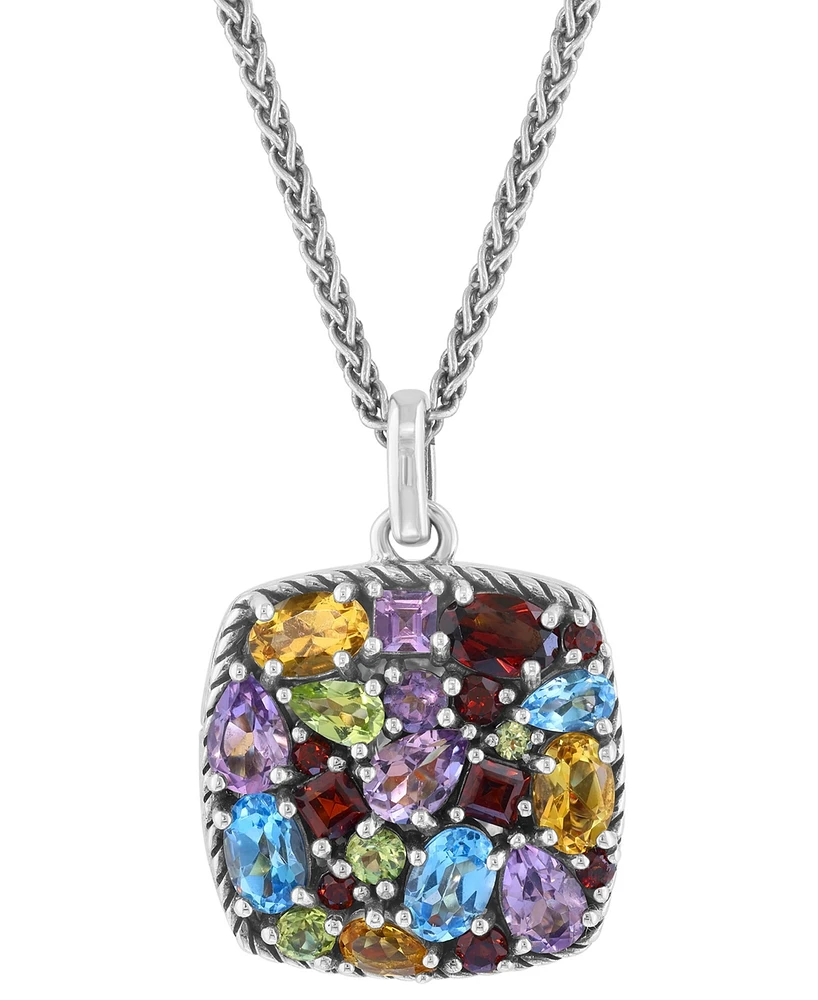 Effy Multi-Gemstone Locket 18" Pendant Necklace (6-3/4 ct. t.w.) in Sterling Silver