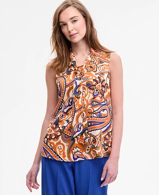 Tahari Asl Women's Sleeveless Tie-Neck Blouse