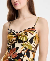 Row A Juniors' Scalloped Printed Slip Midi Dress