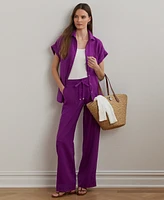 Lauren Ralph Petite Relaxed-Fit Linen Short-Sleeve Shirt