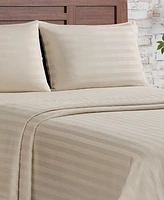 French Connection Damask Stripe 300-Thread Count Cotton Sateen -Pc. Sheet Set