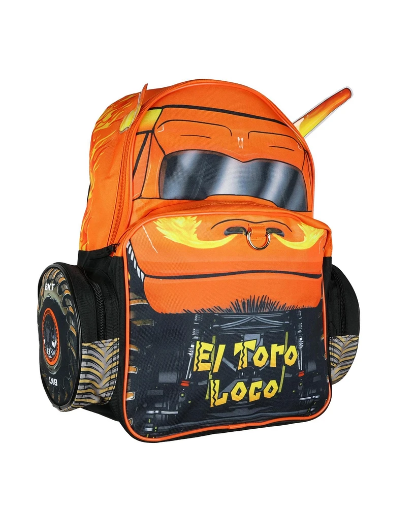 Monster Jam Backpack El Toro Loco Truck Crazy Bull 3D Character School Book Bag