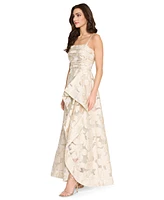 Tahari Asl Women's Jacquard Organza Ruffle Gown