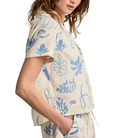 Lucky Brand Women's Printed Linen-Blend Camp Shirt