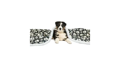 Happycare Tex Ultra soft cozy Flannel Paw Print & Sherpa pet Blanket