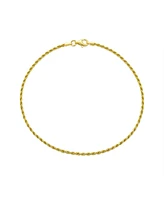 Bling Jewelry Strong Cable Rope Chain Anklet Ankle Bracelet Yellow Gold Plated .925 Sterling Silver