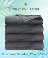 4-Pack Bath Towel Set, Softest 100% Cotton by California Design Den