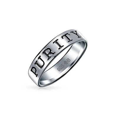 Bling Jewelry Commitment Words Mantra Purity Promise Eternity Band Ring Oxidized .925 Sterling Silver