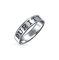 Bling Jewelry Commitment Words Mantra Purity Promise Eternity Band Ring Oxidized .925 Sterling Silver