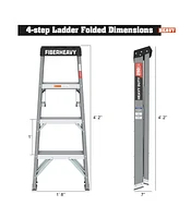 Fiberglass Step Ladder 4-Step 250lbs Gray