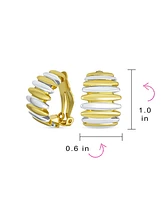 Bling Jewelry Geometric Shrimp Half Hoop Clip-On Earrings for Non-Pierced Ears Gold Silver
