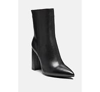 Margen Womens Ankle High Pointed Toe Block Heeled Boot