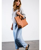 Able Large Foldable East/West Tote Bag, Pebbled Nut