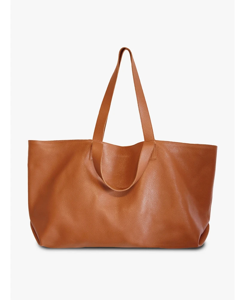 Able Large Foldable East/West Tote Bag, Pebbled Nut