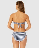 Anne Cole Womens Neo Geo Twist Front Bandeau Bikini Top Side Tie Bikini Bottoms