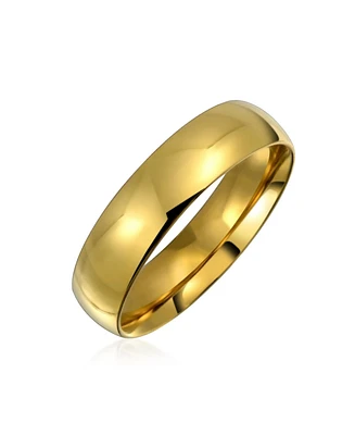 Bling Jewelry Plain Simple Dome Comfort Fit 5MM Band Ring Gold Plated Silver Tone Stainless Steel