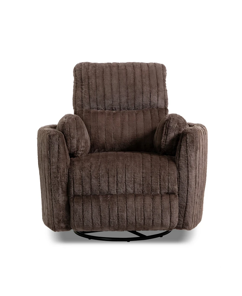 Furniture of America 41" Jorvien Modern Chenille Power Swivel Glider Recliner with Pillows