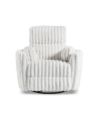 Furniture of America 41" Jorvien Modern Chenille Power Swivel Glider Recliner with Pillows