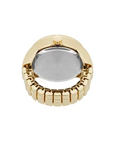 Nine West Women's Quartz Gold-Tone Metal Alloy Crystal Accented Dial Ring Watch, 23mm