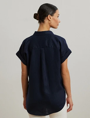 Lauren Ralph Dolman-Sleeve 100% Linen Shirt
