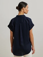 Lauren Ralph Dolman-Sleeve 100% Linen Shirt