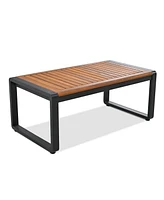 Outdoor 5-Piece Sofa Set with Cushions and Acacia Wood Tabletop