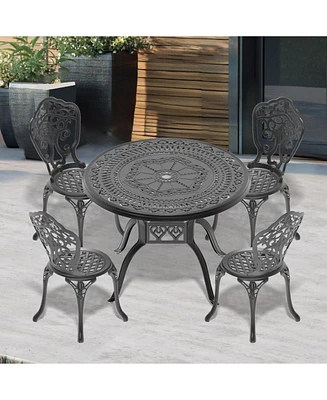 5-Piece Set Of All-Weather Cast Aluminum Dining Furniture Set With Black Frame