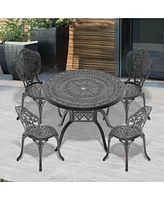 5-Piece Set Of All-Weather Cast Aluminum Dining Furniture Set With Black Frame