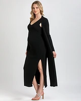 Pietro Brunelli Maternity Viscose Knit Side Slits Maxi Tulip Cardigan
