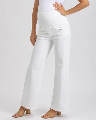 Pietro Brunelli Maternity Stonewashed High-Waist Wide-Leg Jeans
